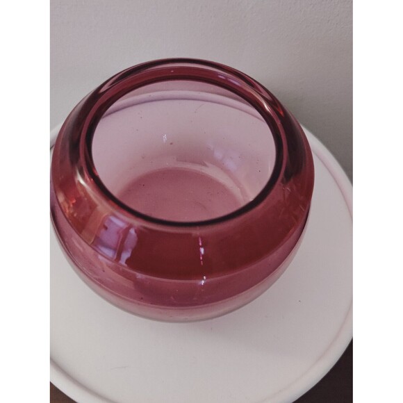 Vintage Orbix Cranberry Glass Globe Small Bowl Succulent Holder Signed - Picture 3 of 5
